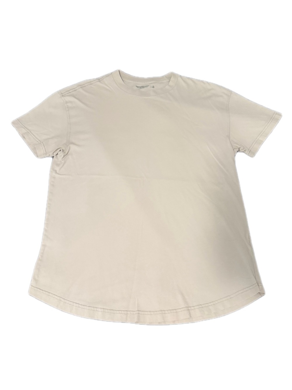 Abercrombie & Fitch Curved Hem Tee, Soft AF Essentials Relaxed, Size Large Beige